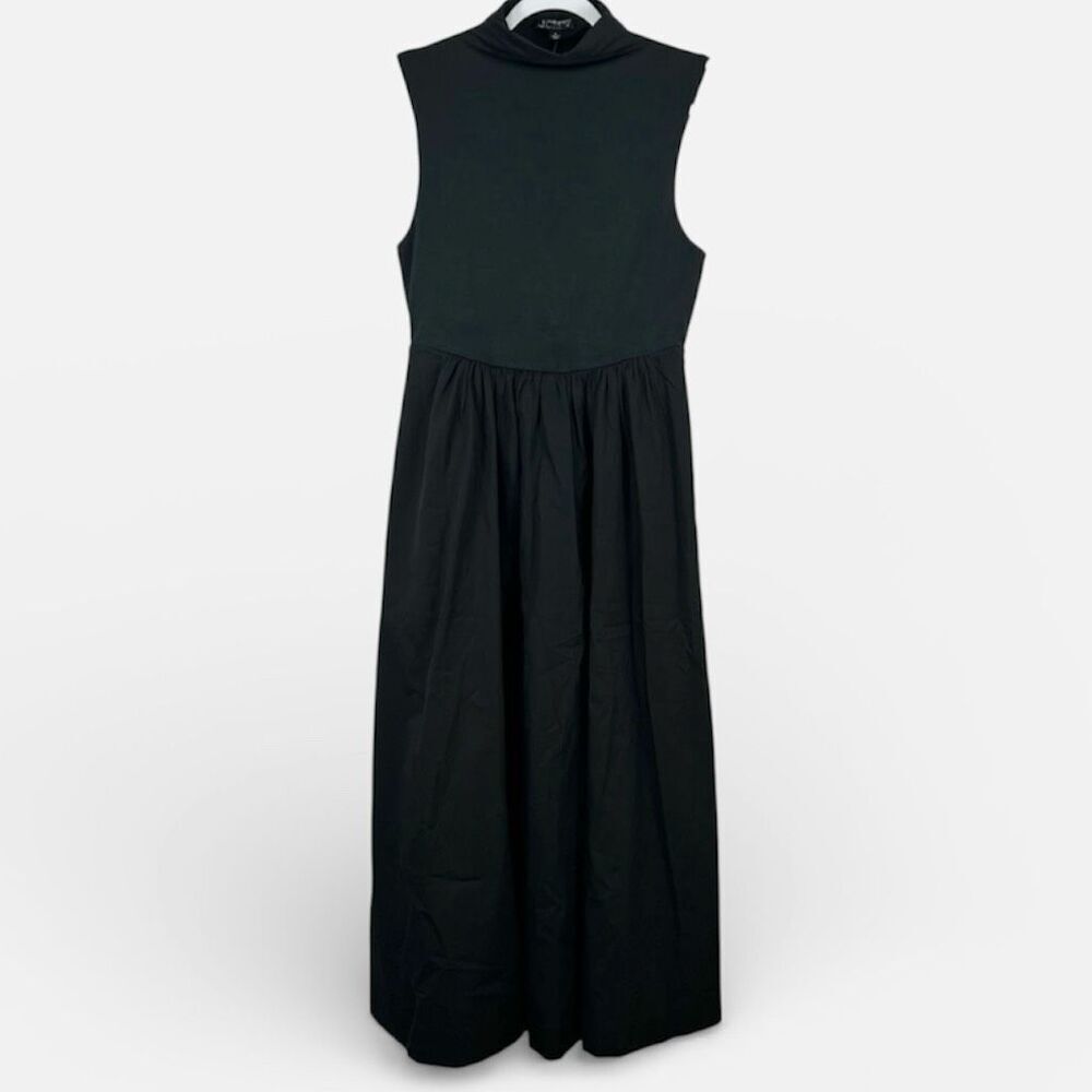 J.Crew Fitted Knit Mockneck Dress with Poplin Skirt - Black Size XS NWT BY263 - Picture 7 of 13